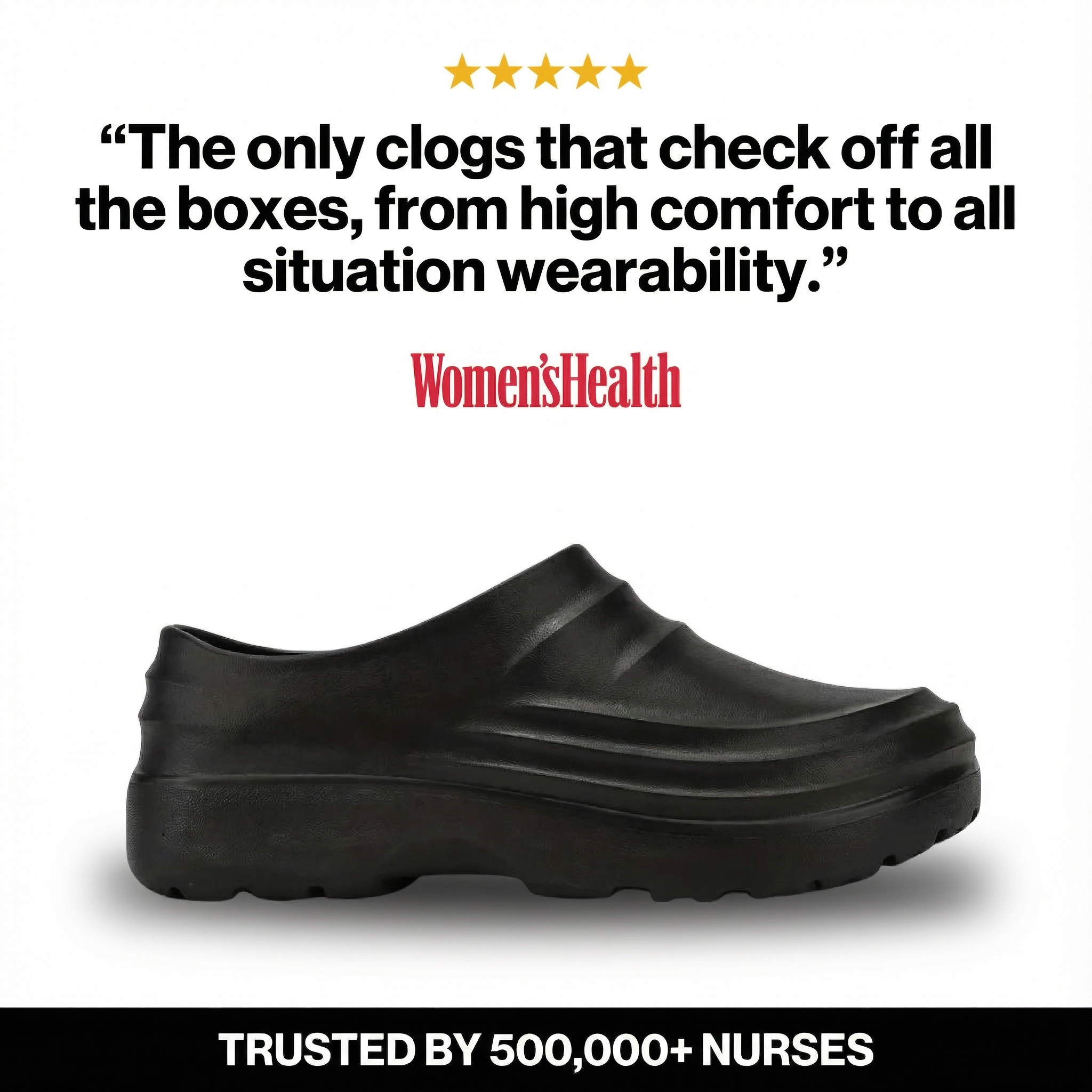 NursePro™ 12-Hour Shift Clogs – Built-In Arch Support for Plantar Fasciitis, Wide Toe Box, Non-Slip